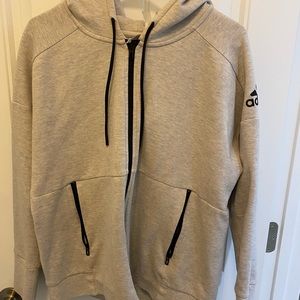 Womens large light grey adidas zip up